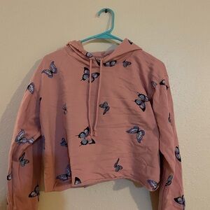 No Boundaries Pink Butterfly Hoodie